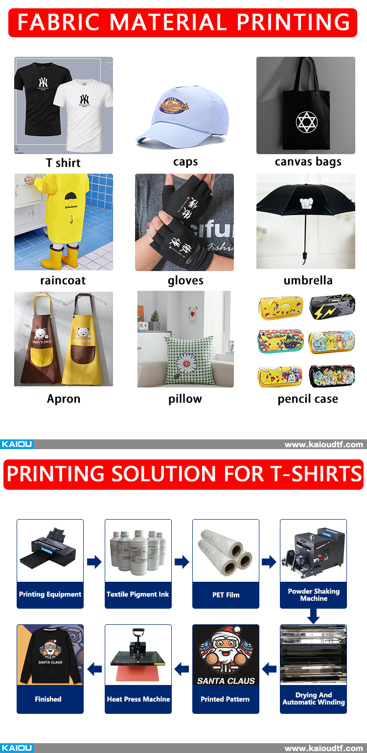 Impresora de ropa de alta calidad kaiou L1800 DTF, máquina de impresión de camisetas