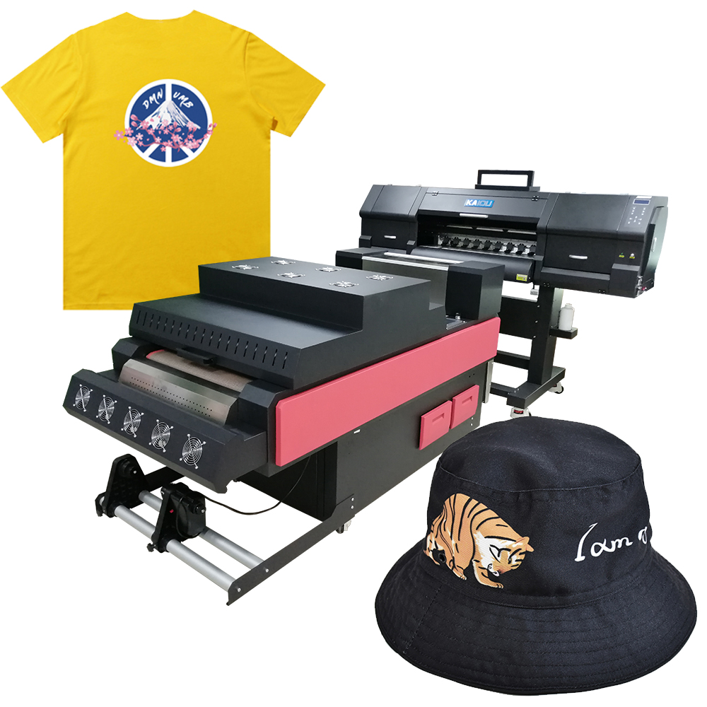 Máquina de agitación de polvo DTF de 4 cabezales de 60cm, máquina de impresión de camisetas 4 * I3200, máquina de prensado en caliente con cabezal de impresión, impresora PET Flim